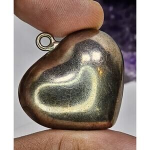 Vintage Sterling Silver Puffed Jingle Heart Pendant/Charm [Jingles] (No Bail)